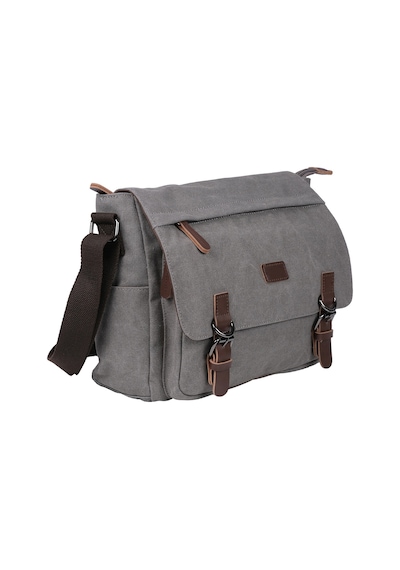 Bagacar Kanvas Kumaş Laptop Bölmeli Unisex Çapraz Çanta Gri