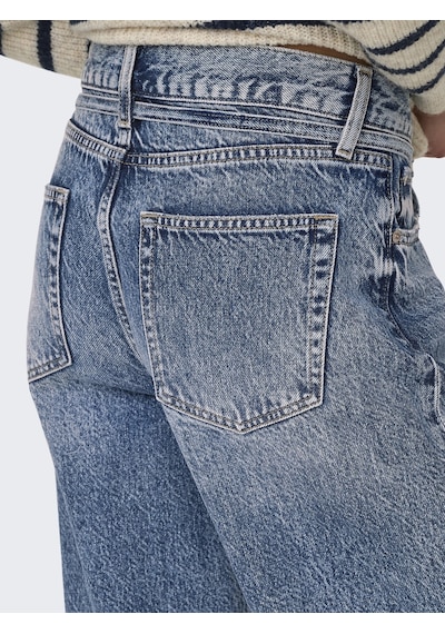 Only Bayan Düz Kesim Kemerli Kot Pantolon 15347093 Mavi