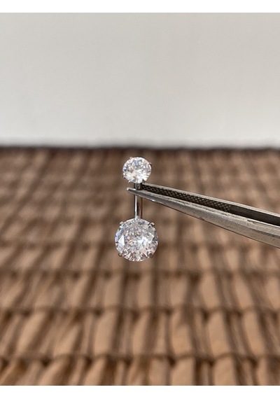 Yüksek Kalite G23 Titanium Parlak Zirkon Taşlı Gümüş Titanyum Göbek Piercingi Taş 10mm Gümüş