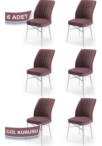 Canisa Concept Flex Serisi Gürgen Ayaklı 1.sınıf Sandalye , 6 Adet , Gülkurusu Sandalye , Ayaklar Beyaz Sandalyeler Gülkurusu Ayaklar Beyaz