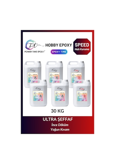 30 Kg Hobi Epoksi Speed/ Hızlı Kuruma/ Şeffaf Epoksi Reçine Ince Döküm