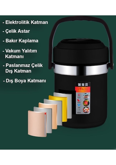 304 Çelik Gri 1600 Ml Vakum Yemek Mama Saklama Termosu Cin597 Gri