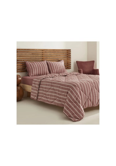 Sarah Anderson Barlet Tek Kişilik Comfort Set/Uyku Seti Çizgili Bordo