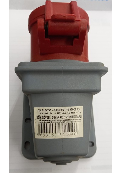 Tplast 3122-306-1600 4x16a Ip44 70x70 Eğik Gövdeli Duvar Prizi