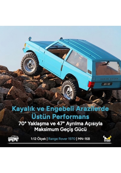 Mn Model Mn168 1/12 Range Rover Classic 1970 4wd Crawler Offroad Uzaktan Kumandalı Araba Arazi Aracı Rc Model Car Truck Rtr Açık Mavi Mn-168 +dahili Işık Seti