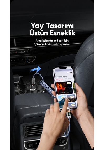 Toocki 20w Dijital Type-c To Lightning Yaylı Kablo 1,8 M