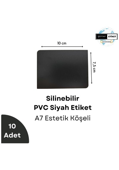 10 Adet Silinebilir Siyah Etiket A7 Karatahta Dekoratif Etiket