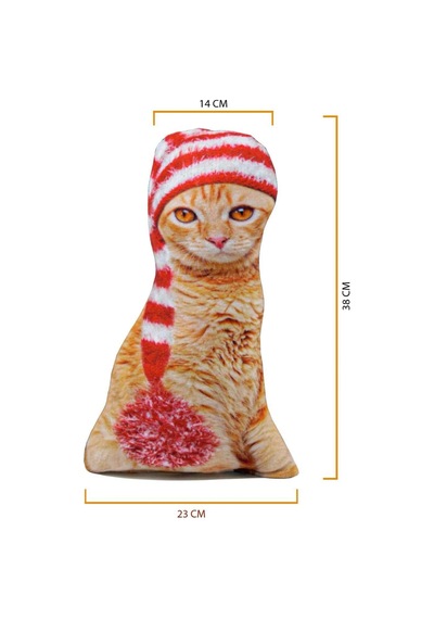 Canlı 3d Lüks Kedi Dekoratif Yastık Sarman Renkli