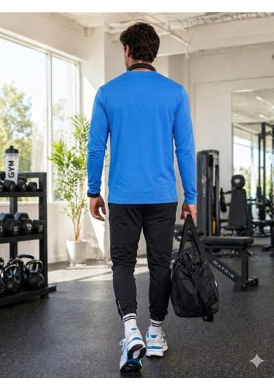 Erkek Mavi Spor Sweatshirt