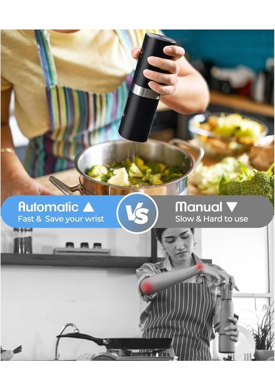 Tr 2'li Standlı Tuz Karabiber Değirmeni - 5 Kademe Öğütme Ayarı, Led Işıklı Tasarım, Standlı Kullanım, Tek E Diğer