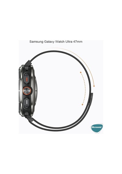 Samsung Galaxy Watch 8 44mm Milanese Loop İçin Kordon Siyah Galaxy Watch 8 44mm İle Uyumlu Kordon - Siyah Çok Renkli