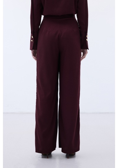 Sateen Jakarlı Pantolon - Bordo-136608 Bordo
