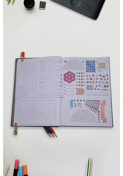 Bullet Journal Geometrik Şekil Ve Süslemeler Mini Şablon Cetvel Seti Diğer