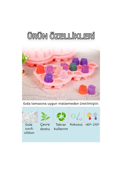 Buz Kalıbı 1 Adet Silikon Kapaklı 21 Bölmeli Kalıp Kokteyl Içecek Buzluk Saklama Silikon Çok Renkli Diğer