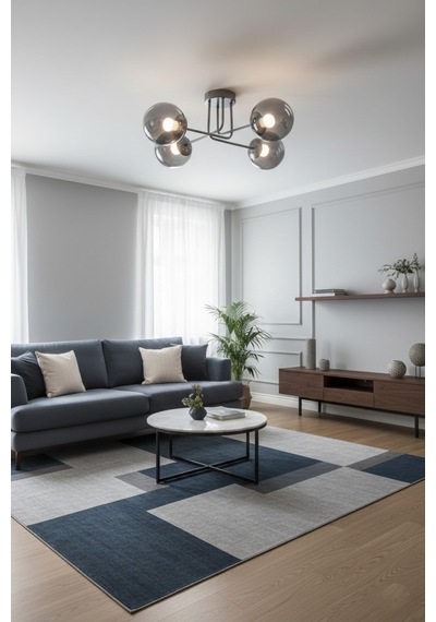 Safir Modern Tasarım Salon Yatak Odası Mutfak Gri Renk Füme Camlı 4 Lü Avize Gri Füme Gri Füme