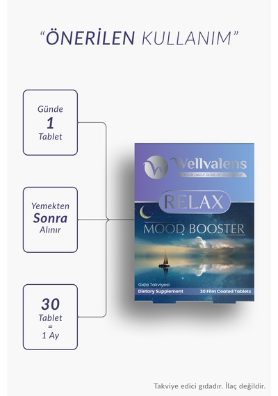 Wellvalens Relax Alıç Passiflora Valerian Bitkisel Gıda Takviyesi 30 Tablet