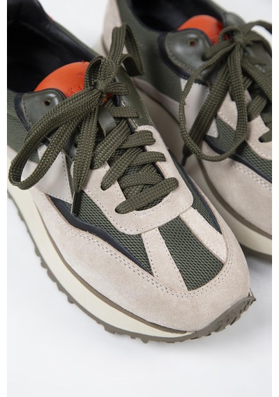 Krahe Moreno Erkek Hakiki Deri Bağcıklı Bej-haki Sneakers 001