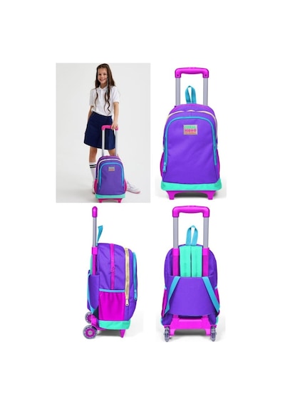 Coral High Mor Çekçek Okul Çantası Seti - Işıklı Tekerlekler - Kı