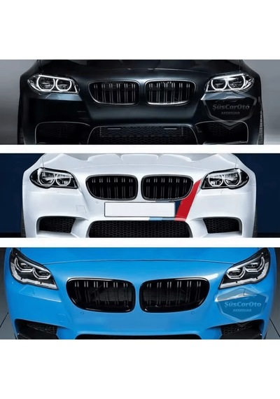 Bmw 5 Serisi F10 2010-2017 Uyumlu Ön Panjur Böbrek M5 Görünüm Izgara Çift Çizgi İthal Piano Black 1.sınıf Sağ Sol Takım