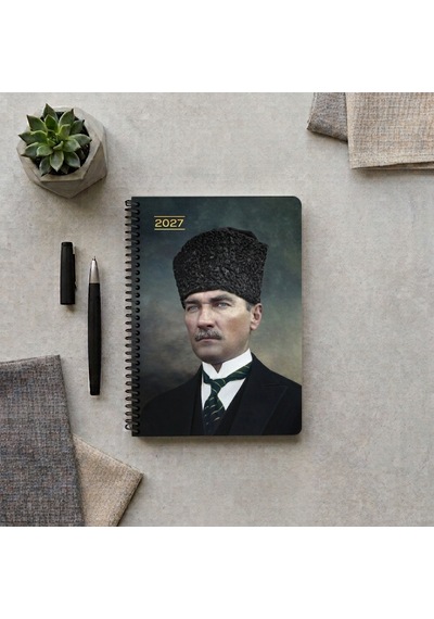 2027 Yılı Atatürk Günlük Spiralli Ajanda 17x24 Cm Başkomutan Çok Renkli