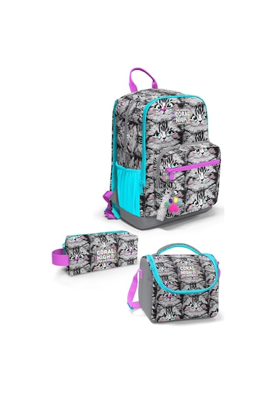 Coral High Gri Kedi 3'lü Okul Çanta Seti Set0123638