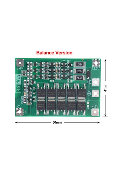 Meltıs 3S 40A 12.6V Balanslı Lityum Batarya Koruma Modülü