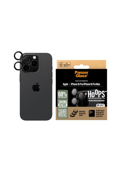 Panzerglass Hoops Apple Uyumlu iPhone 16 Pro 16 Pro Max 17 Pro Siyah Kamera Lens Koruyucu
