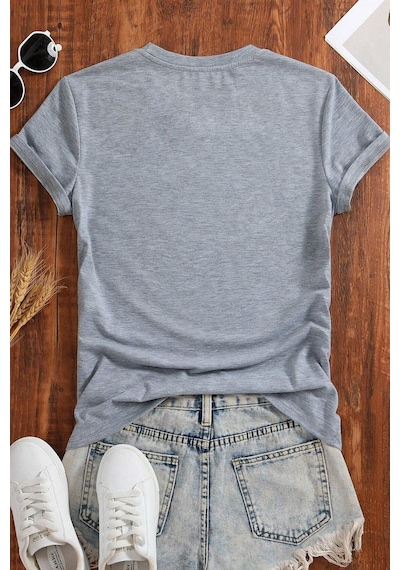 Uyguntarz Unisex Mind Life Vibes Baskılı Oversize Tshirt Gri
