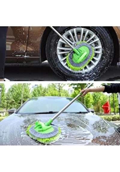 Çok Fonksiyonlu 2 In 1 Mikrofiber Araç Yıkama Fırçası Teleskopik Uzun Saplı Mop