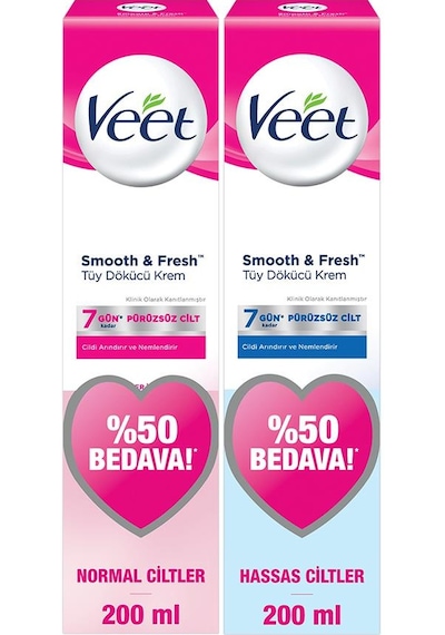 Veet Normal Ciltler için Tüy Dökücü Krem 200 ML + Hassas Ciltler için Tüy Dökücü Krem 200 ML