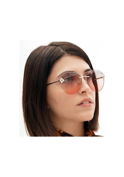 Lily Gri Pembe Kristal Kadın Güneş Gözlüğü Çerçevesiz
