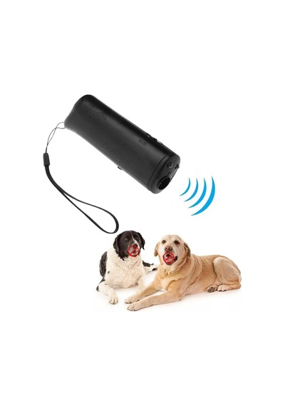Sones Led El Feneri Ultrasonik Köpek Kovucu Taşınabilir Köpek Eğitmeni, Renk: Tek Başlı Siyah