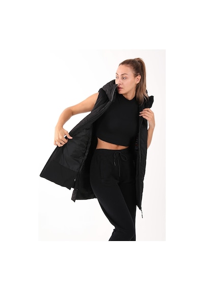 Maraton Sportswear Comfort Kadın Kapşonlu Kolsuz Basic Siyah-siyah Yelek 21402-siyah-siyah Siyah - Siyah