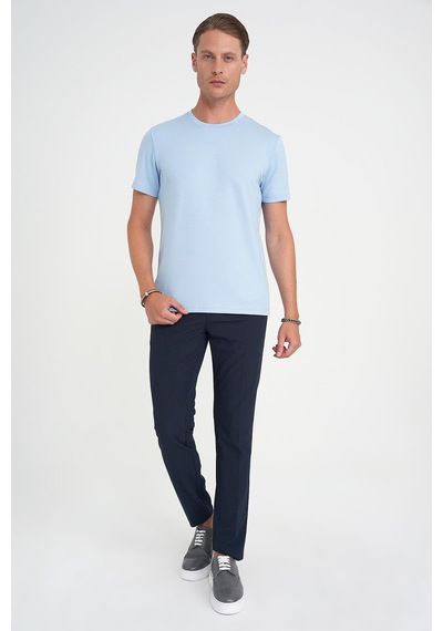 Efor Comfort Fit Bisiklet Yaka Esnek Pamuk Casual Mavi Tişört Ts 885 Mavi