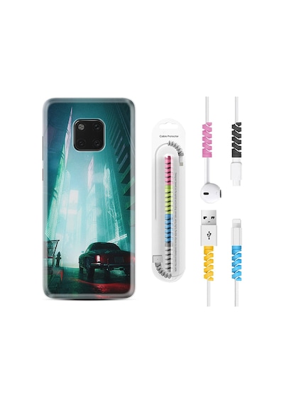 Huawei Mate 20 Pro Kılıf Kablo Koruyuculu Night Cars 1619