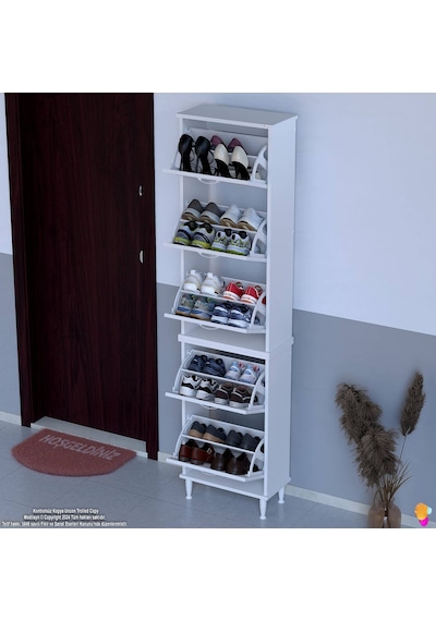 Eliusta Store Ayaklı Beyaz Ayakkabılık 52 Cm Kapı Önü/giyim Odası/antre Uyumlu Ayakkabılık 52x205x26 Cm Beyaz Eliusta Store Ayaklı Beyaz Ayakkabılık 52 Cm Kapı Önü/giyim Odası/antre Uyumlu Ayakkabılık 52x205x26 Cm Beyaz