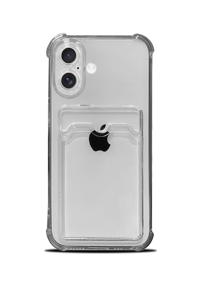 İphone 16 Uyumlu Kamera Korumalı Kartlıklı Köşeleri Airbag Tasarımlı Darbe Önleyici Siyah