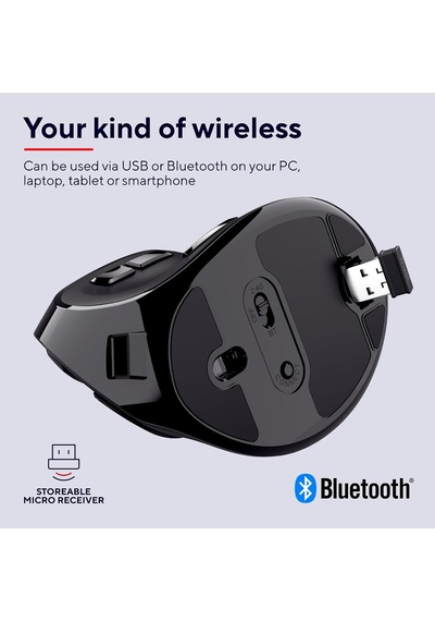 23731 Şarj Edilebilir Kablosuz Dikey, Ergonomik Mouse, Usb Alıcısı Veya Bluetooth Bağlantısı, 9 Adet Buton 5 Tanesi Programlanabilir ,led Ekran,bluetooth Sürümü 5.0,rf 2.4ghz