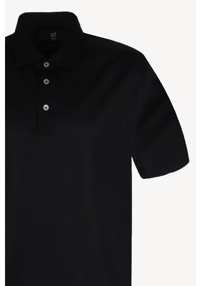 Erkek Siyah Polo Yaka Regular Fit Desenli Tshirt