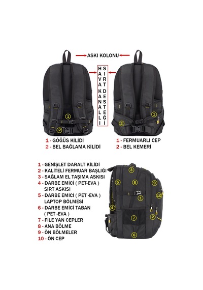Case Club Dada 09 Büyük Boy Seyahat Günlük Sırt Çantası 60 Litre 17,3 İnç Darbe Emici Koruma Su Geçirmez Kumaş siyah Case Club Dada 09 Büyük Boy Seyahat Günlük Sırt Çantası 60 Litre 17,3 İnç Darbe Emici Koruma Su Geçirmez Kumaş siyah