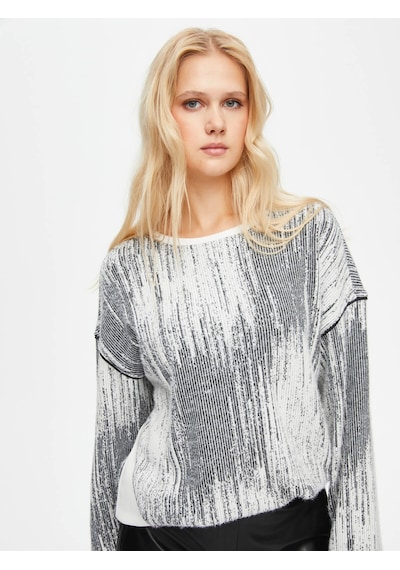 Faik Sönmez Triko Görünümlü Yuvarlak Yaka Sweatshirt 69511 U6951173 Ekru