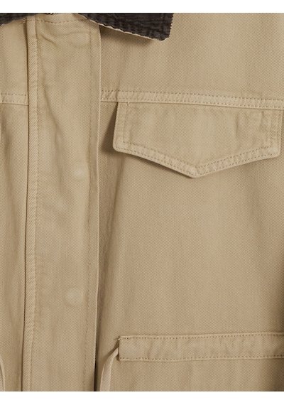 Lcw Vision Ekru Kadife Yaka Oversize Kadın Jean Ceket