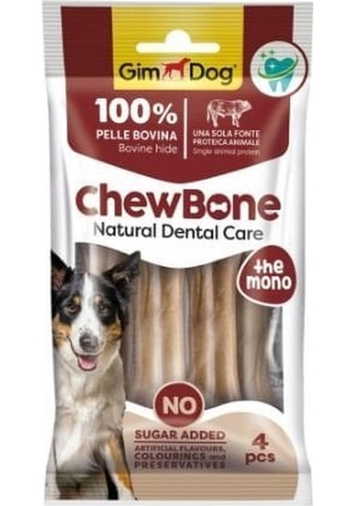 Gimdog Chew Bone Diş  Naturel Press Köpek Çiğneme Kemiği 80 G 8.9 CM 4'lü