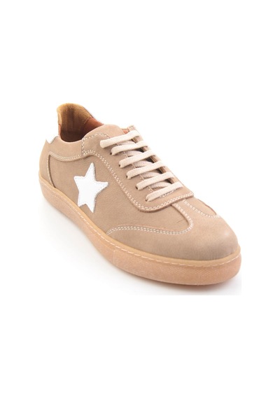 Bambi Bej Hakiki Deri Kadın Sneaker K01045050301