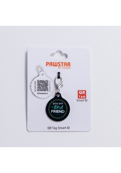You Are Best Friends Desenli Qr Tag Evcil Hayvan Künyesi İsimlik Pet Tag Köpek Künyesi Kedi Künyesi Qr Kodlu Künye Siyah