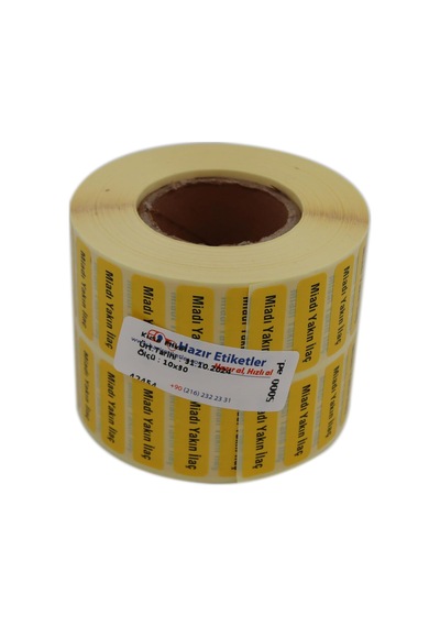 Miladı Yakın İlaç Etiketi 30mm X 10mm 5000 Adet Kuşe Rulo Etiket Çok Renkli