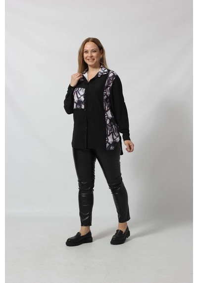 Moda Berray 3116 Siyah Desenli Şık Gömlek Siyah