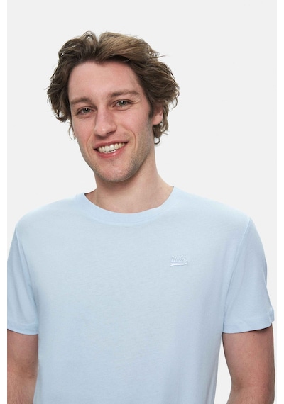 Ucla Harper Gök Mavi Bisiklet Yaka Nakışlı Standard Fit Erkek Tshirt Gök Mavi