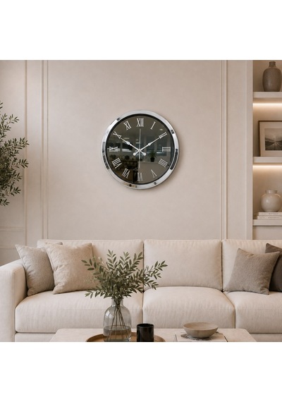 Büro Ev Ofis Hediyesi İçin 40cm Aynalı Krom Platinum Duvar Saati Diğer