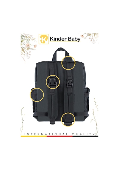 Kinder Baby Merlin Termal Anne Bebek Bakım Çantası Siyah
